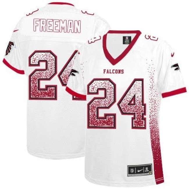 Women's Falcons #24 Devonta Freeman White Stitched NFL Elite Drift Jersey