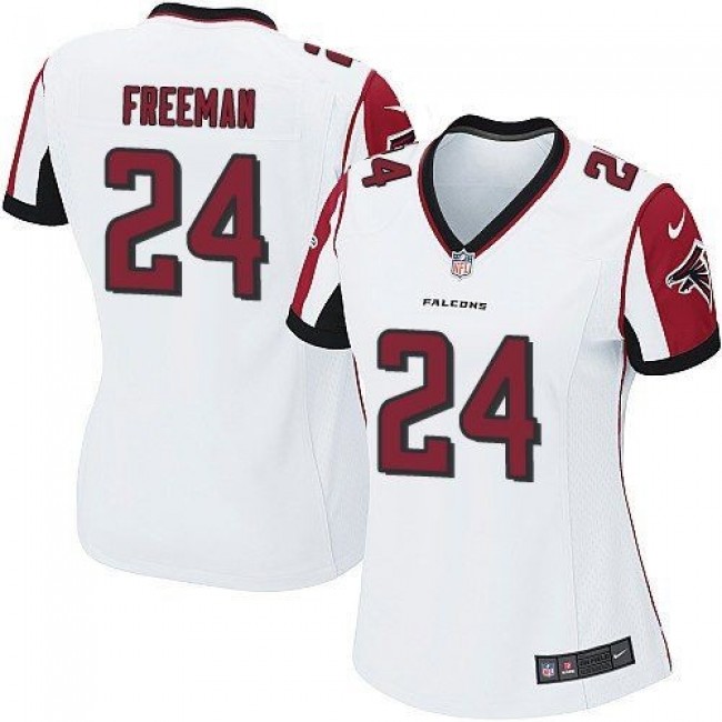 Women's Falcons #24 Devonta Freeman White Stitched NFL Elite Jersey