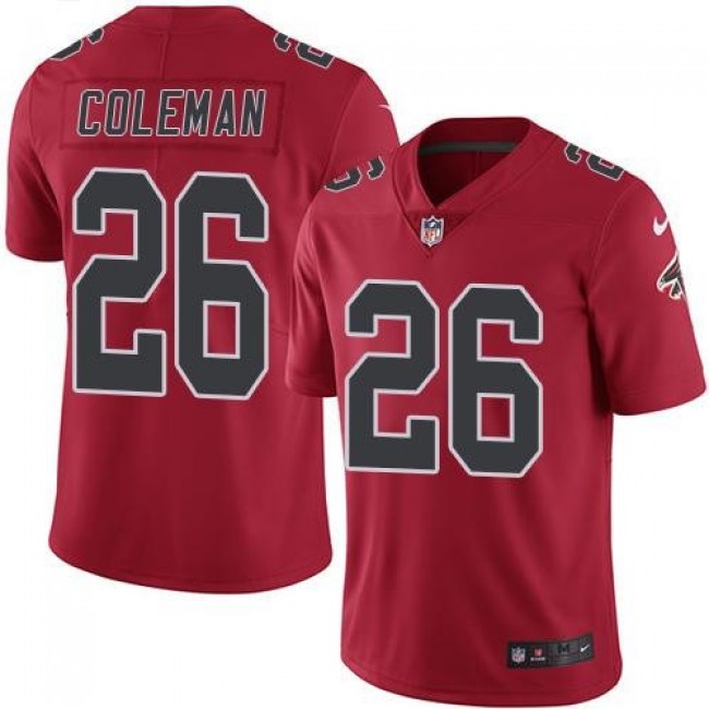 Nike Falcons #26 Tevin Coleman Red Men's Stitched NFL Limited Rush Jersey
