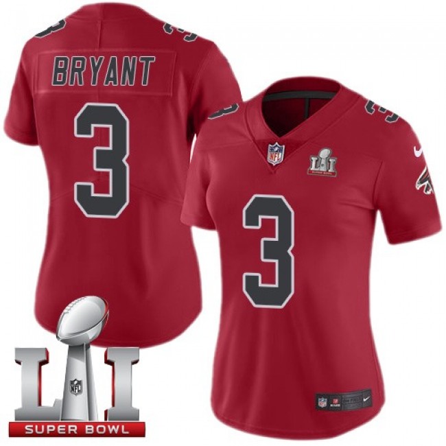 Women's Falcons #3 Matt Bryant Red Super Bowl LI 51 Stitched NFL Limited Rush Jersey
