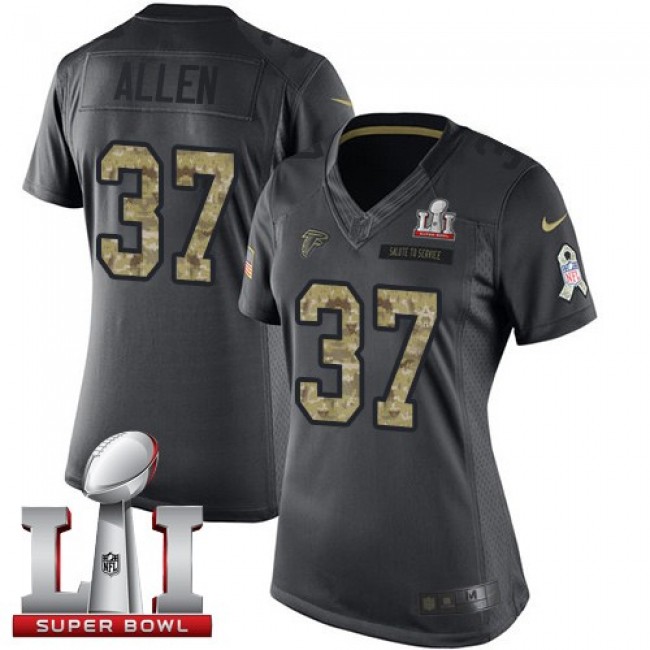 Women's Falcons #37 Ricardo Allen Black Super Bowl LI 51 Stitched NFL Limited 2016 Salute to Service Jersey