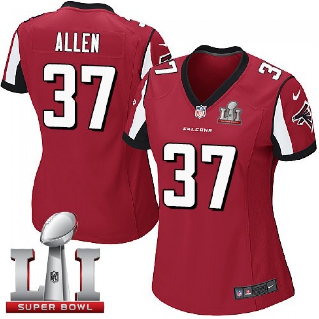 Women's Falcons #37 Ricardo Allen Red Team Color Super Bowl LI 51 Stitched NFL Elite Jersey