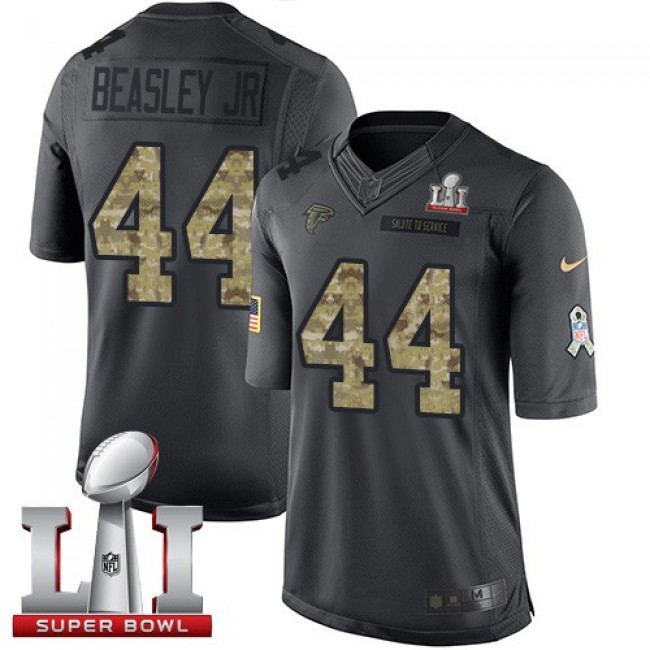 Atlanta Falcons #44 Vic Beasley Jr Black Super Bowl LI 51 Youth Stitched NFL Limited 2016 Salute to Service Jersey