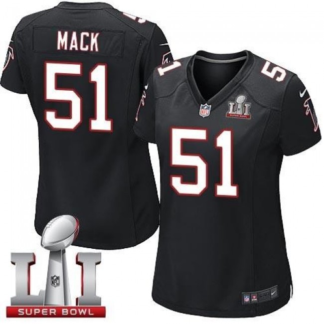 Women's Falcons #51 Alex Mack Black Alternate Super Bowl LI 51 Stitched NFL Elite Jersey