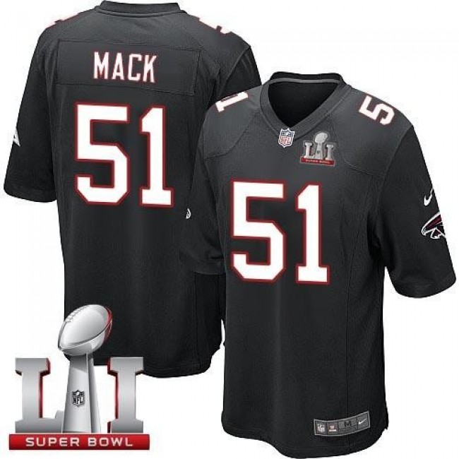 Atlanta Falcons #51 Alex Mack Black Alternate Super Bowl LI 51 Youth Stitched NFL Elite Jersey