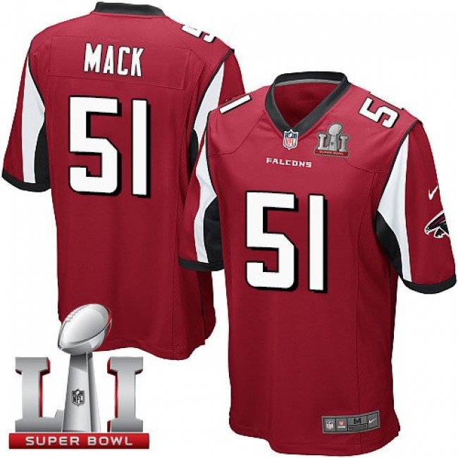 Atlanta Falcons #51 Alex Mack Red Team Color Super Bowl LI 51 Youth Stitched NFL Elite Jersey