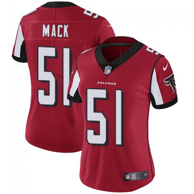 Women's Falcons #51 Alex Mack Red Team Color Stitched NFL Vapor Untouchable Limited Jersey