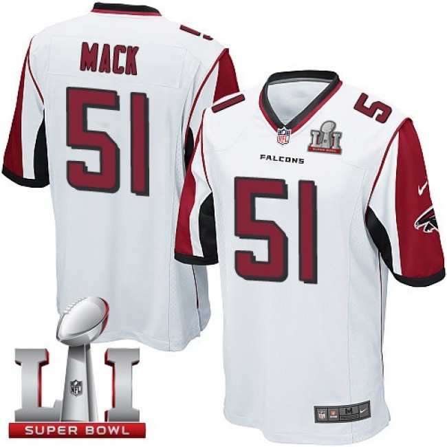 Atlanta Falcons #51 Alex Mack White Super Bowl LI 51 Youth Stitched NFL Elite Jersey