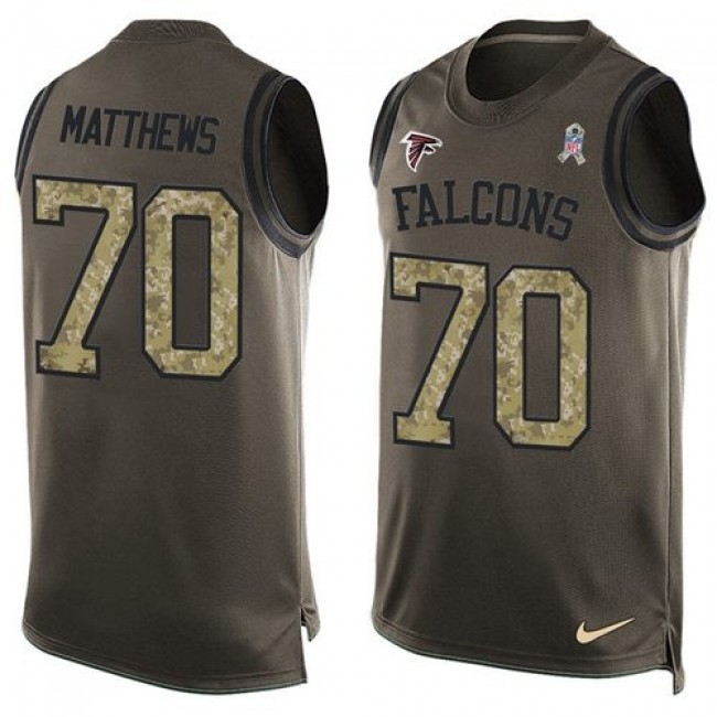Nike Falcons #70 Jake Matthews Green Men's Stitched NFL Limited Salute To Service Tank Top Jersey