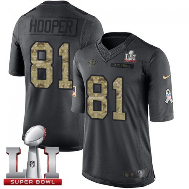 Atlanta Falcons #81 Austin Hooper Black Super Bowl LI 51 Youth Stitched NFL Limited 2016 Salute to Service Jersey