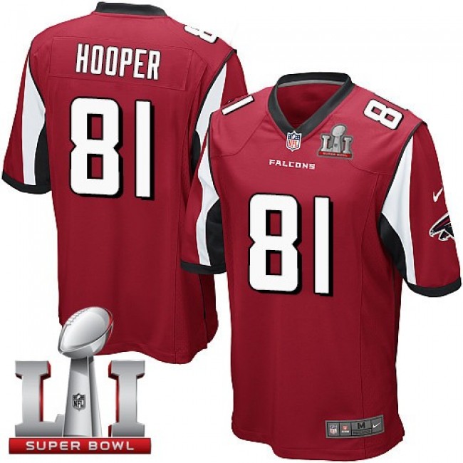 Atlanta Falcons #81 Austin Hooper Red Team Color Super Bowl LI 51 Youth Stitched NFL Elite Jersey