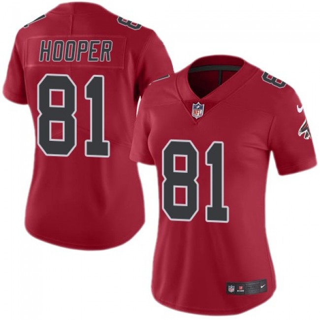 Women's Falcons #81 Austin Hooper Red Stitched NFL Limited Rush Jersey