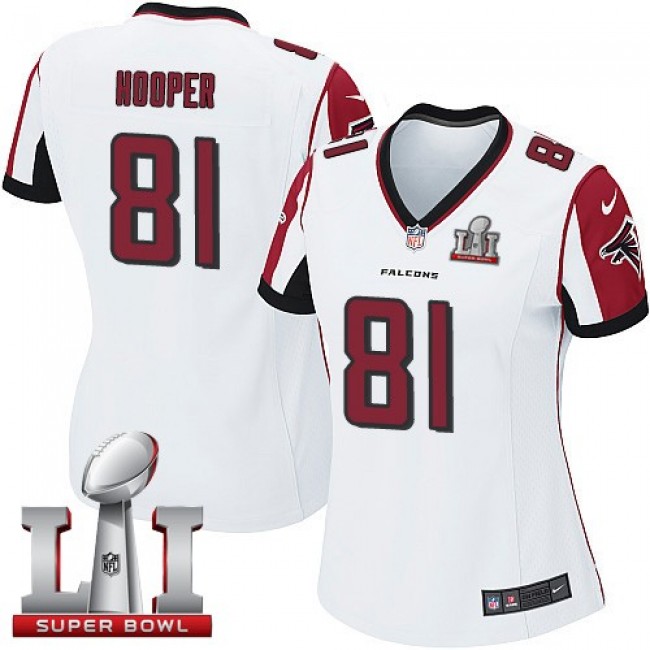 Women's Falcons #81 Austin Hooper White Super Bowl LI 51 Stitched NFL Elite Jersey