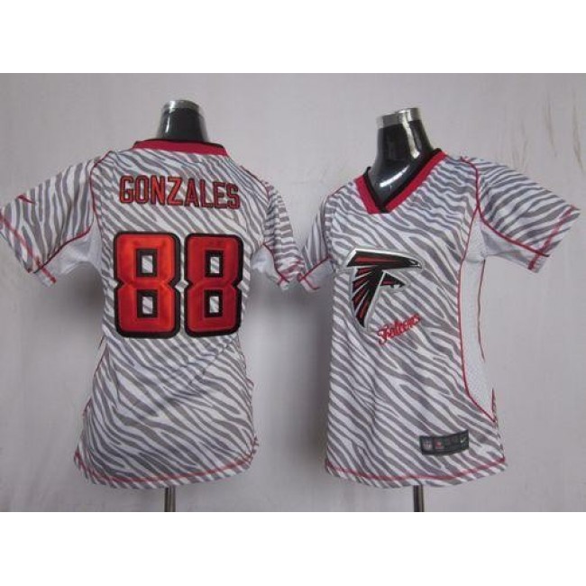 Women's Falcons #88 Tony Gonzalez Zebra Stitched NFL Elite Jersey