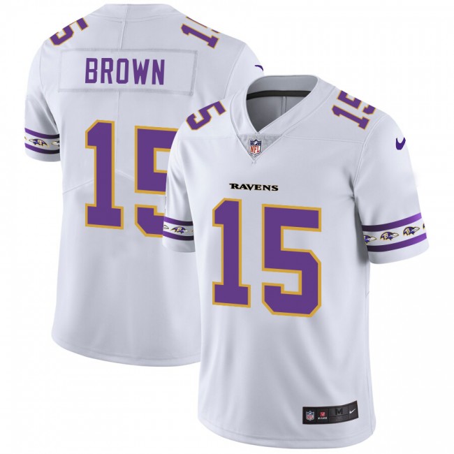 Baltimore Ravens #15 Marquise Brown Nike White Team Logo Vapor Limited NFL Jersey