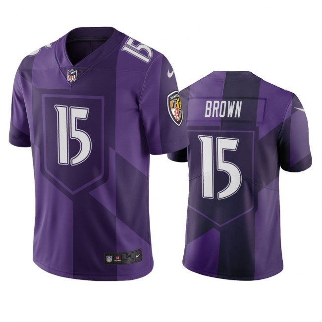 Baltimore Ravens #15 Marquise Brown Purple Vapor Limited City Edition NFL Jersey