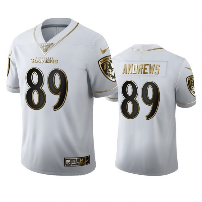 Baltimore Ravens #89 Mark Andrews Men's Nike White Golden Edition Vapor Limited NFL 100 Jersey