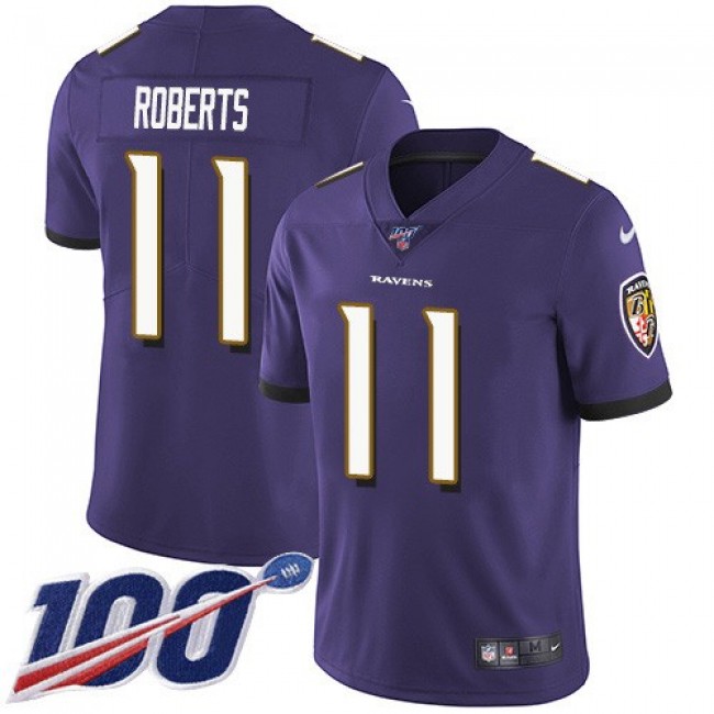 Nike Ravens #11 Seth Roberts Purple Team Color Men's Stitched NFL 100th Season Vapor Untouchable Limited Jersey