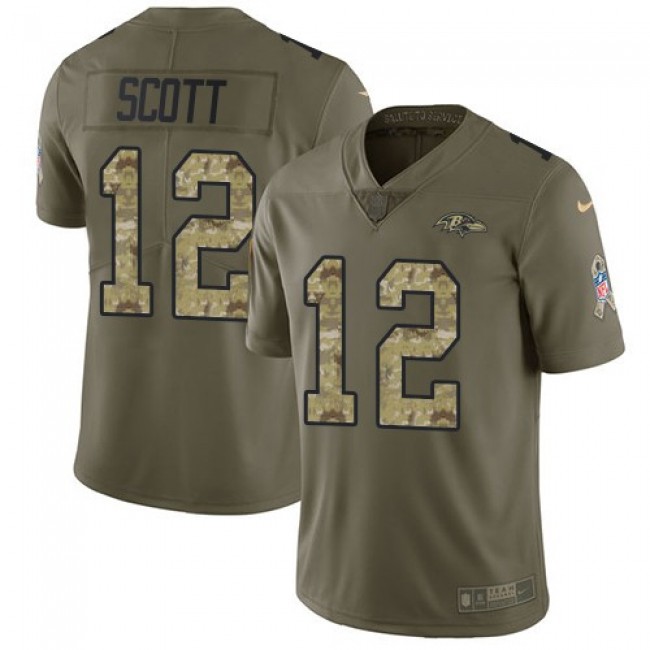 Nike Ravens #12 Jaleel Scott Olive/Camo Men's Stitched NFL Limited 2017 Salute To Service Jersey