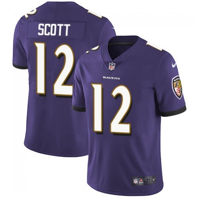 Nike Ravens #12 Jaleel Scott Purple Team Color Men's Stitched NFL Vapor Untouchable Limited Jersey