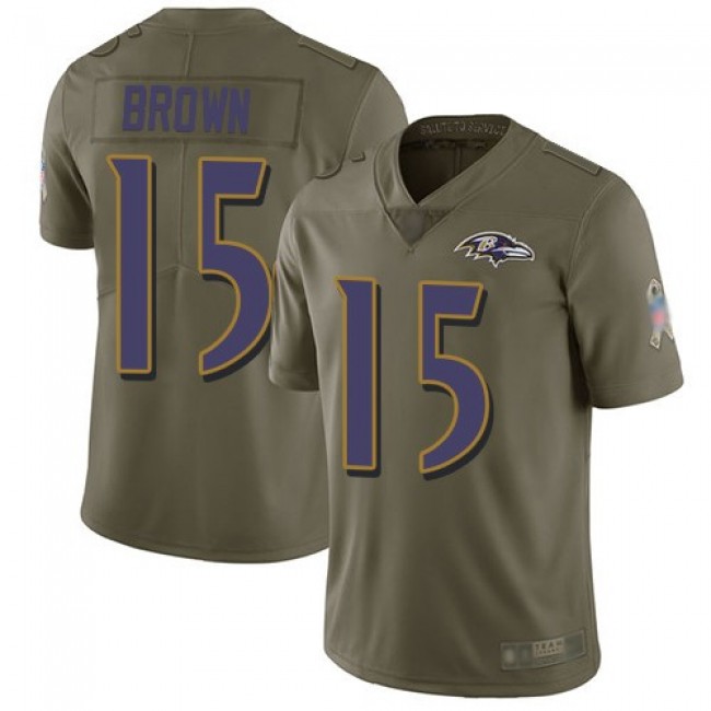 Nike Ravens #15 Marquise Brown Olive Men's Stitched NFL Limited 2017 Salute To Service Jersey