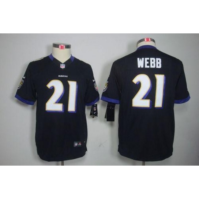Baltimore Ravens #21 Lardarius Webb Black Alternate Youth Stitched NFL Limited Jersey
