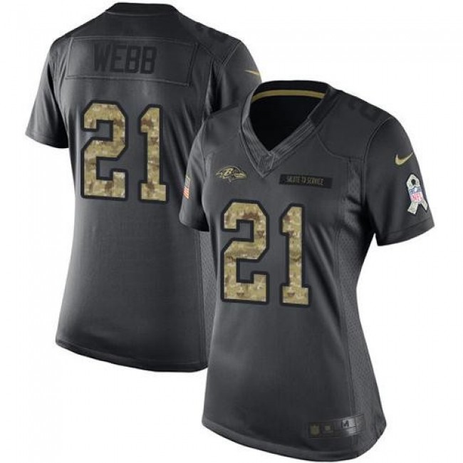 Women's Ravens #21 Lardarius Webb Black Stitched NFL Limited 2016 Salute to Service Jersey