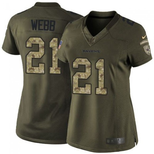 Women's Ravens #21 Lardarius Webb Green Stitched NFL Limited Salute to Service Jersey