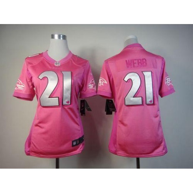 Women's Ravens #21 Lardarius Webb Pink Be Luv'd Stitched NFL Elite Jersey