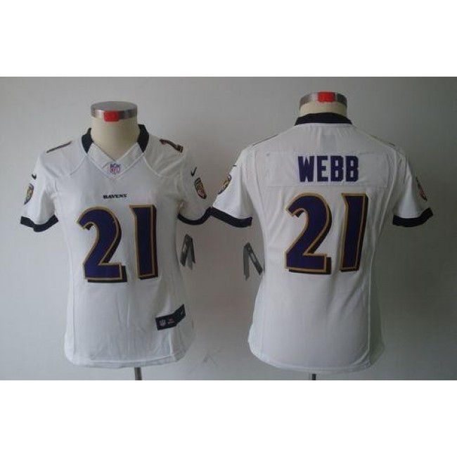 Women's Ravens #21 Lardarius Webb White Stitched NFL Limited Jersey