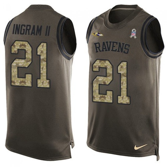 Nike Ravens #21 Mark Ingram II Green Men's Stitched NFL Limited Salute To Service Tank Top Jersey
