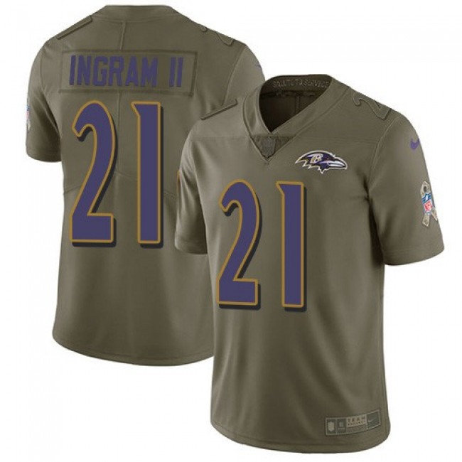 Nike Ravens #21 Mark Ingram II Olive Men's Stitched NFL Limited 2017 Salute To Service Jersey