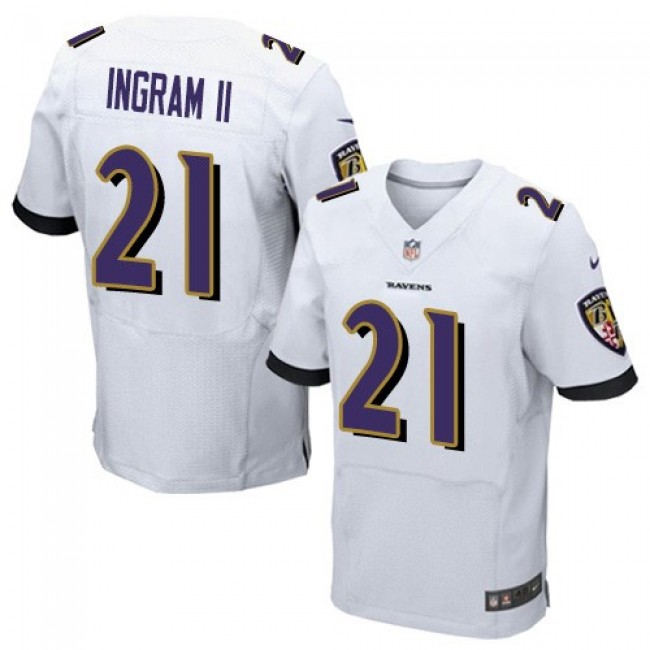 Nike Ravens #21 Mark Ingram II White Men's Stitched NFL New Elite Jersey