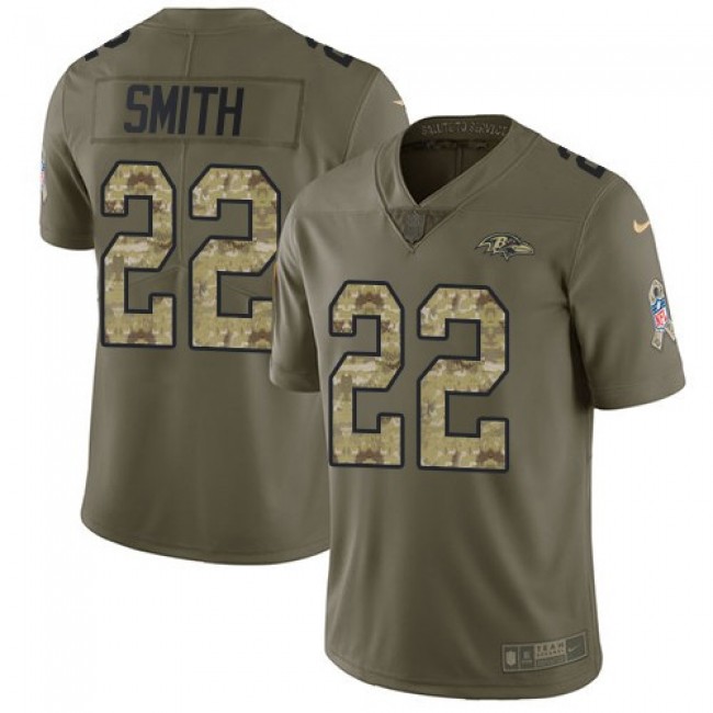 Nike Ravens #22 Jimmy Smith Olive/Camo Men's Stitched NFL Limited 2017 Salute To Service Jersey