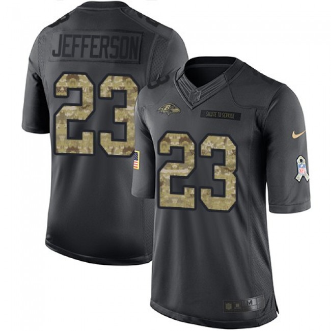 Baltimore Ravens #23 Tony Jefferson Black Youth Stitched NFL Limited 2016 Salute to Service Jersey