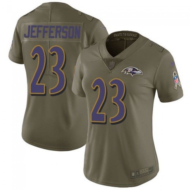 Women's Ravens #23 Tony Jefferson Olive Stitched NFL Limited 2017 Salute to Service Jersey