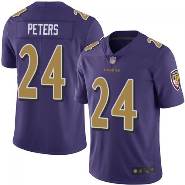 Nike Ravens #24 Marcus Peters Purple Men's Stitched NFL Limited Rush Jersey