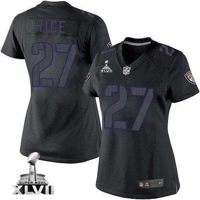 Women's Ravens #27 Ray Rice Black Impact Super Bowl XLVII Stitched NFL Limited Jersey