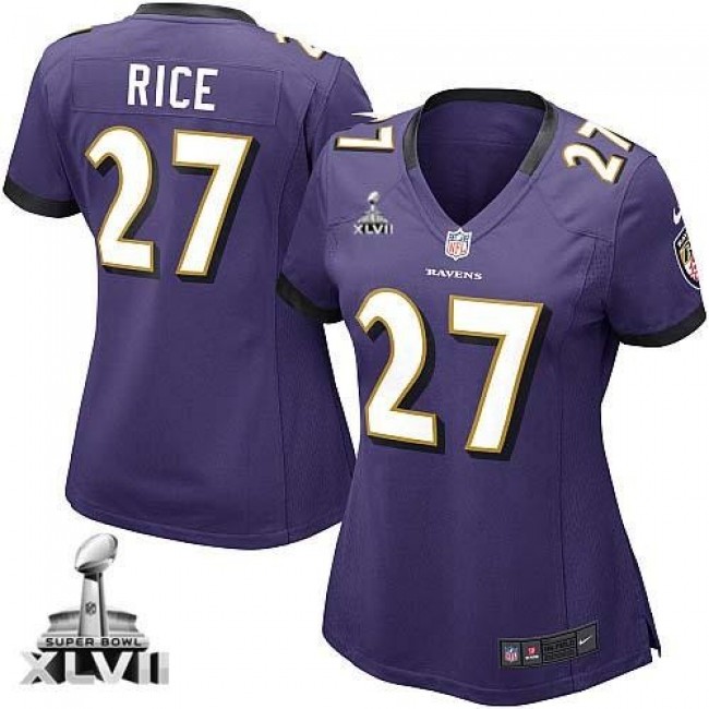 Women's Ravens #27 Ray Rice Purple Team Color Super Bowl XLVII NFL Game Jersey