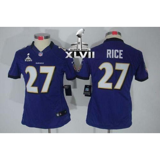 Women's Ravens #27 Ray Rice Purple Team Color Super Bowl XLVII Stitched NFL Limited Jersey