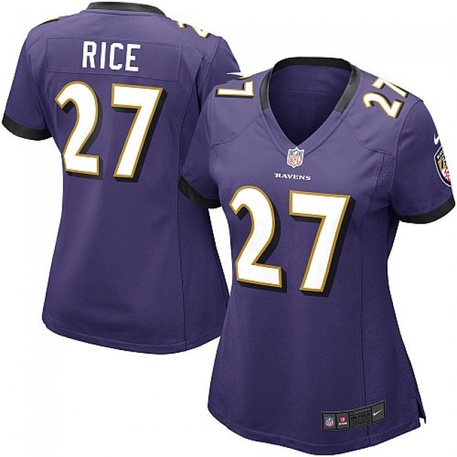 Women's Ravens #27 Ray Rice Purple Team Color NFL Game Jersey