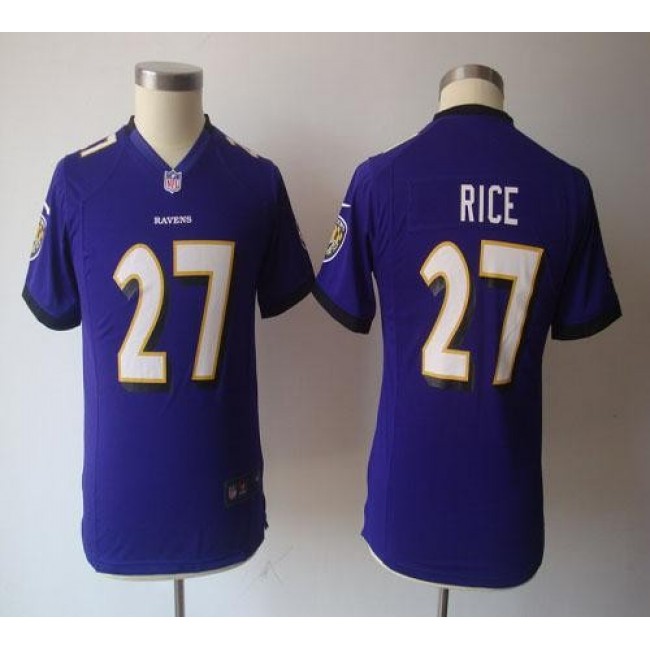 Baltimore Ravens #27 Ray Rice Purple Team Color Youth NFL Game Jersey