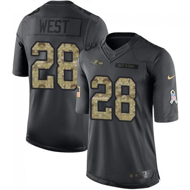 Baltimore Ravens #28 Terrance West Black Youth Stitched NFL Limited 2016 Salute to Service Jersey