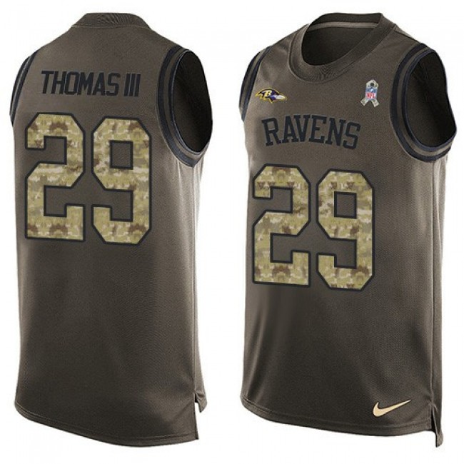 Nike Ravens #29 Earl Thomas III Green Men's Stitched NFL Limited Salute To Service Tank Top Jersey