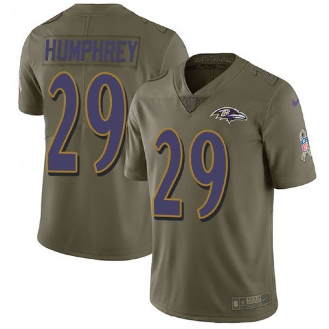 Baltimore Ravens #29 Marlon Humphrey Olive Youth Stitched NFL Limited 2017 Salute to Service Jersey