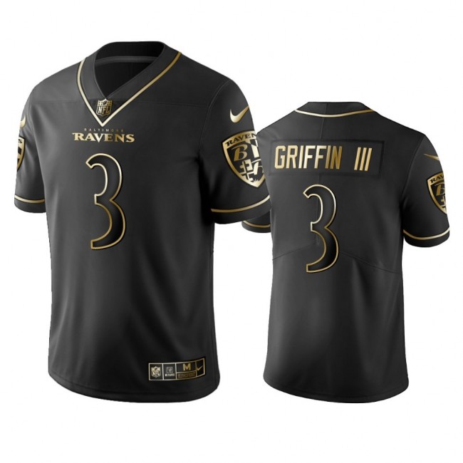 Nike Ravens #3 Robert Griffin III Black Golden Limited Edition Stitched NFL Jersey
