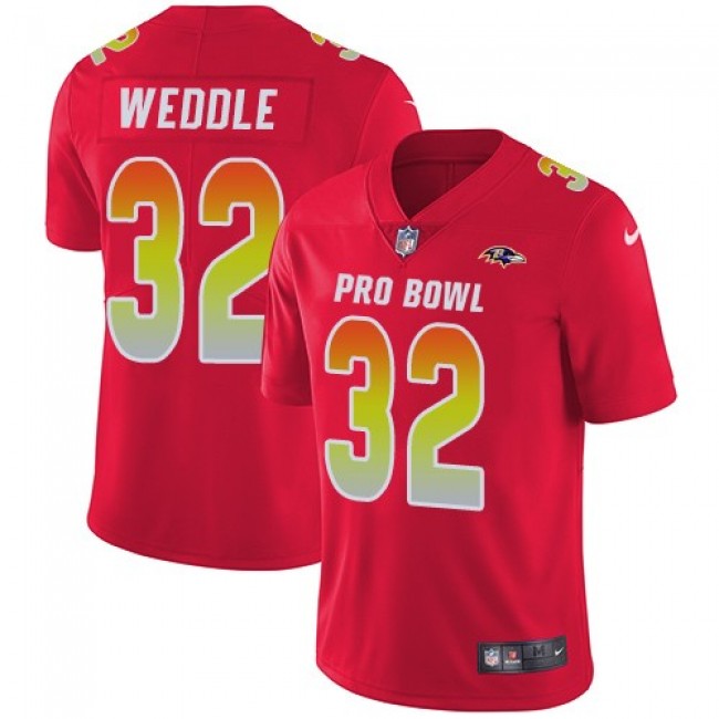 Women's Ravens #32 Eric Weddle Red Stitched NFL Limited AFC 2018 Pro Bowl Jersey