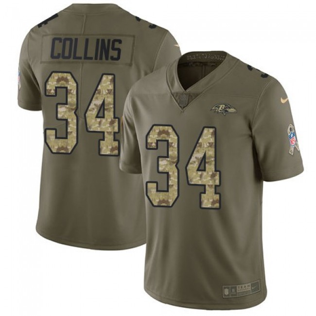 Baltimore Ravens #34 Alex Collins Olive-Camo Youth Stitched NFL Limited 2017 Salute to Service Jersey