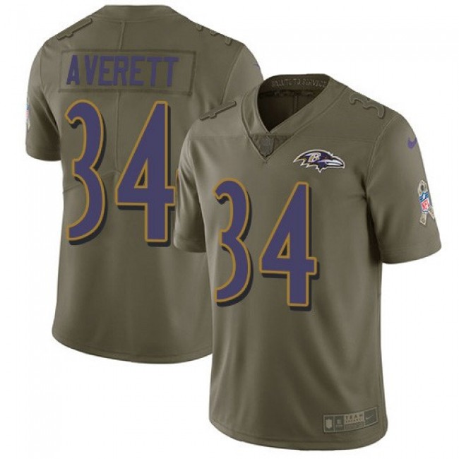 Nike Ravens #34 Anthony Averett Olive Men's Stitched NFL Limited 2017 Salute To Service Jersey