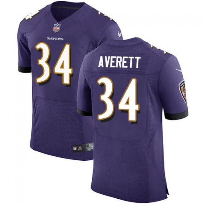 Nike Ravens #34 Anthony Averett Purple Team Color Men's Stitched NFL Vapor Untouchable Elite Jersey